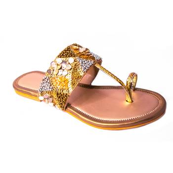 Peppithreads Ethnic Kolhapuri Fancy Slippers/Chappals/Ethnic embroidered Flats for Ladies 3