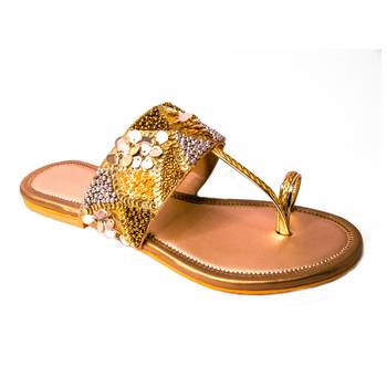 Peppithreads Ethnic Kolhapuri Fancy Slippers/Chappals/Ethnic embroidered Flats for Ladies 4