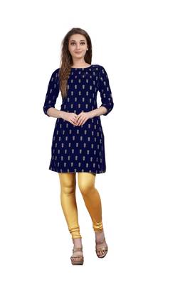 SWAGG INDIA Women's Wear Velvet Blue Color Straight Kurti Kurta With Leggings 1
