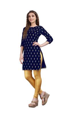 SWAGG INDIA Women's Wear Velvet Blue Color Straight Kurti Kurta With Leggings 4