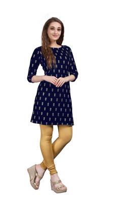 SWAGG INDIA Women's Wear Velvet Blue Color Straight Kurti Kurta With Leggings 5