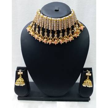 Gold Plated Pink Meenakari Choker Set 2