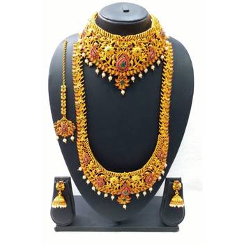 Gold Plated South Indian Temple Necklace Set For Women 1