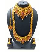 Gold Plated South Indian Temple Necklace Set For Women