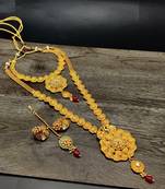 Gold Plated Long and Short Necklace Set For Women