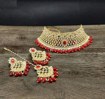 Gold Plated Stone Studded Designer Choker Set 1