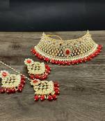 Gold Plated Stone Studded Designer Choker Set