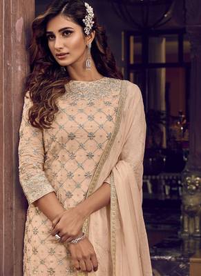 Peach Georgette Embroidery Sharara Style Suit 3