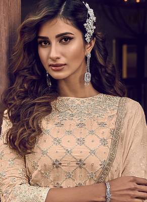Peach Georgette Embroidery Sharara Style Suit 4