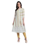 Off-white woven cotton kurtas-and-kurtis