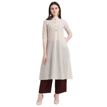 Cream embroidered cotton kurtas-and-kurtis 1