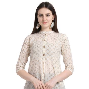 Cream embroidered cotton kurtas-and-kurtis 4