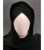 Black Turban Style Georgette Hijab