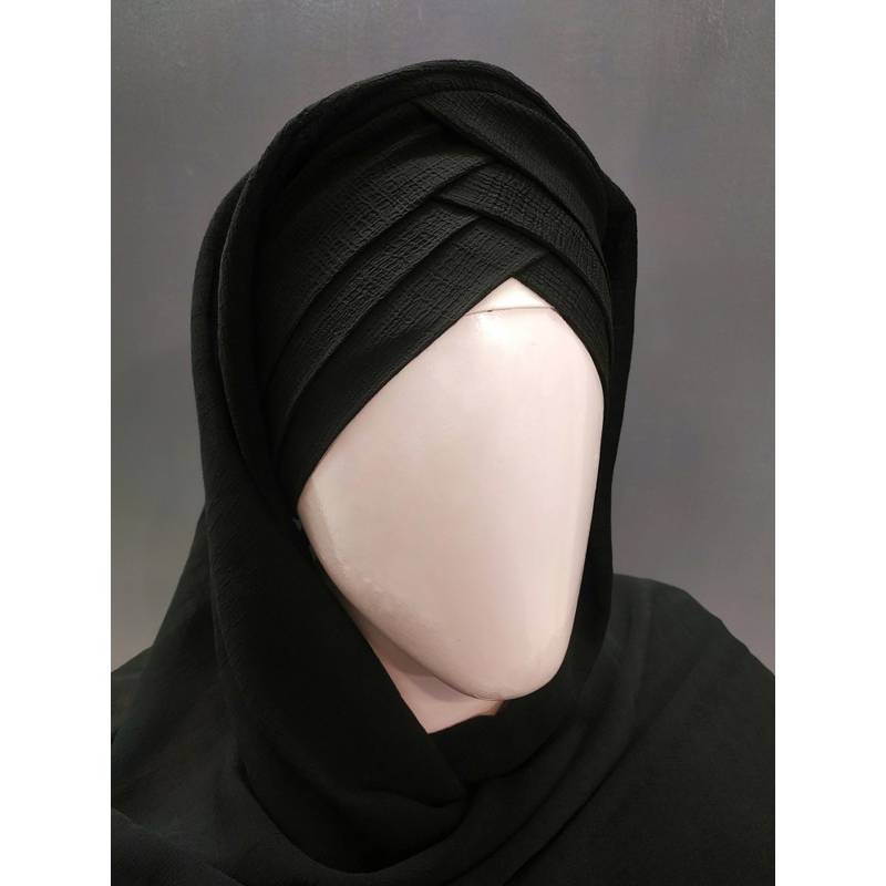 Black Turban Style Georgette Hijab