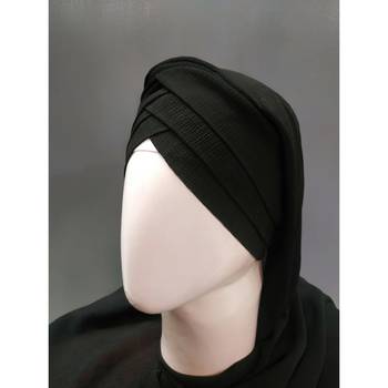 Black Turban Style Georgette Hijab 3