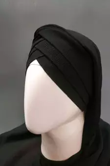 Black Turban Style Georgette Hijab