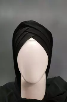 Black Turban Style Georgette Hijab