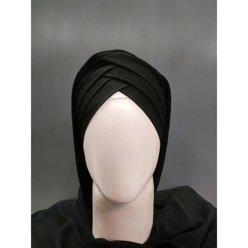 Black Turban Style Georgette Hijab