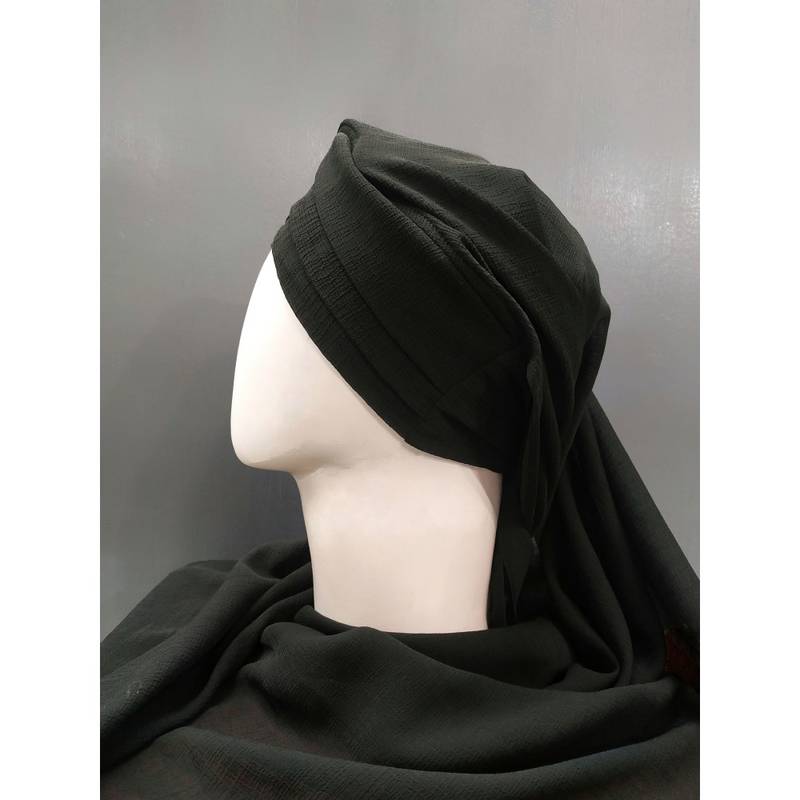 Black Turban Style Georgette Hijab