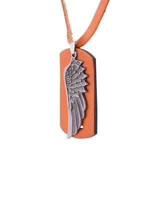 Feather Design Oxidized Plated Pendant With Leather Chain For Men 2