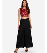 Desi Weavess foil printed maroon sleeveless contemporary   saree blouse