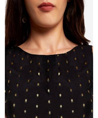 Desi Weavess black sleeveless gold zari buttie  contemporary   saree blouse 6