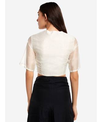 Desi Weavess offwhite 1/4th  sleeves buttoned down  contemporary   saree blouse 7