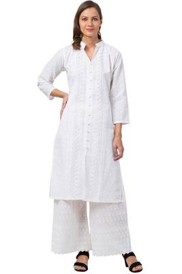 MRC Women Cotton Embroidered Kurti With Palazzo Set 1