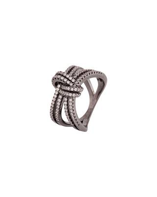 Knotted Style CZ Gems Adorned Ring 1