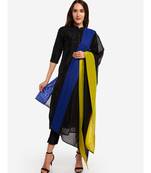A Desi Weavess,color blocked ,ganga jamuna ,  with royal blue and limegreen