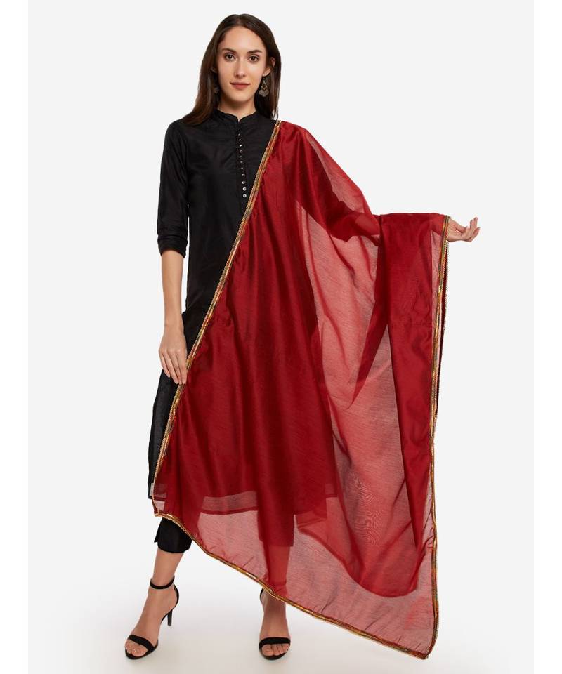A Desi Weavess , Occasion Party wear deep rust  duppatta with a decorative border