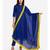 A Desi Weavess,color blocked , Occasion Party wear royal blue duppatta with a 2" lime green   border