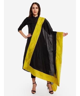 A Desi Weavess , Occasion Party wear black duppatta with a lime green  border 1