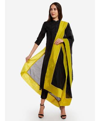 A Desi Weavess , Occasion Party wear black duppatta with a lime green  border 3