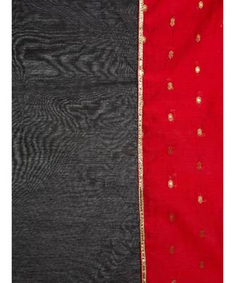 A Desi Weavess , Occasion Party wear black duppatta with a gold zari butties,red  border 4
