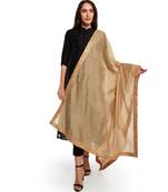A Desi Weavess Occasion  Party wear Beige poly chanderi duppata with  gold tape along the border