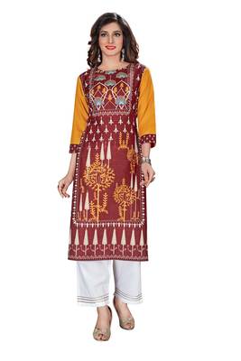 Multicolor printed rayon ethnic-kurtis 1