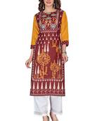 Multicolor printed rayon ethnic-kurtis