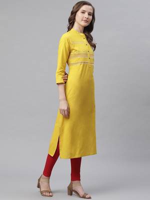 Yellow embroidered cotton embroidered-kurtis 3