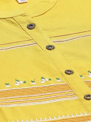 Yellow embroidered cotton embroidered-kurtis 5