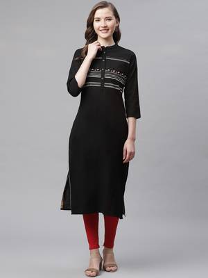 Black embroidered cotton embroidered-kurtis 1
