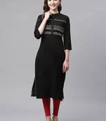 Black embroidered cotton embroidered-kurtis