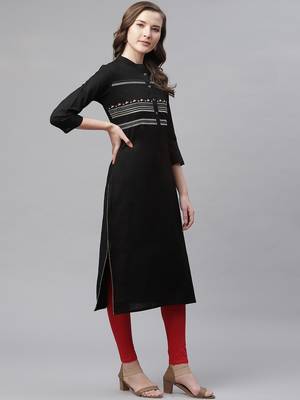 Black embroidered cotton embroidered-kurtis 3