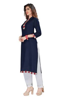 Navy-blue embroidered rayon ethnic-kurtis 3