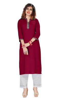 Maroon embroidered rayon ethnic-kurtis 1