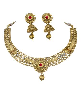 Piah Fashion Choker Elegant Alloy Kundan Drop
 Necklace set For Women & girls 1
