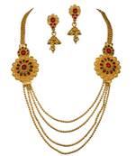Piah Fashion Antique Traditional Temple Style Gold Necklace Set for Women and girls