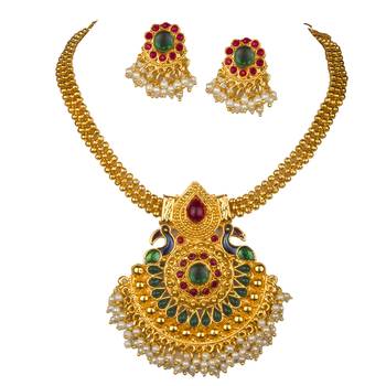 Piah Fashion Zinc Golden Contemporary Traditional Gold Plated Necklaces Set for women and girls 1