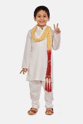 White plain pure cotton boys-kurta-pyjama 1