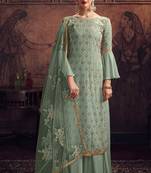 Teal stone silk salwar